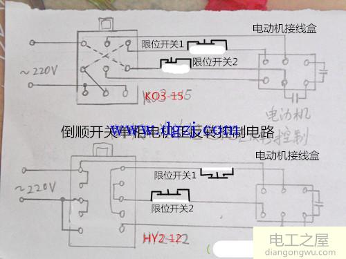 220v電動機正反轉加行程開關接線原理圖