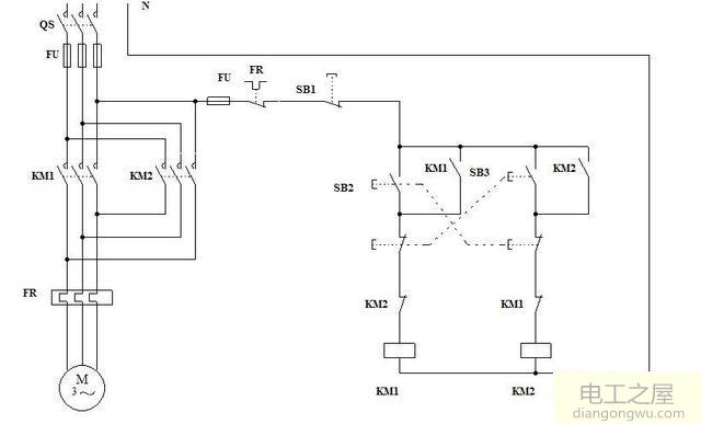 電機正反轉帶顯示燈控制電路
