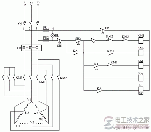 雙速電動機(jī)的控制原理圖